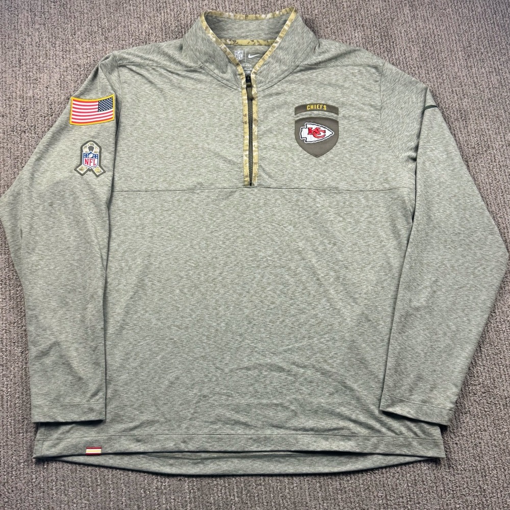 Nike Kansas City Chiefs Salute to Service Quarter Zip Pullover Mens XXL Green